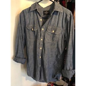 American Eagle Chambray Denim Western Shirt